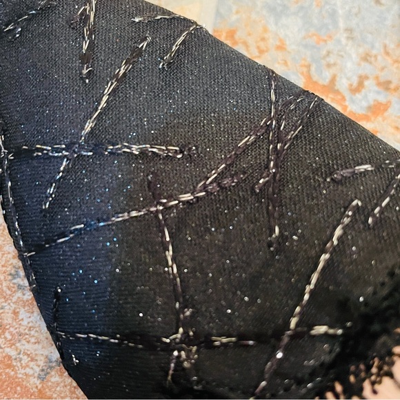 🖤NWOB! Fancy Pointed Toe Black with Silver Metallic Beading, Fringed Flat! - Picture 10 of 12